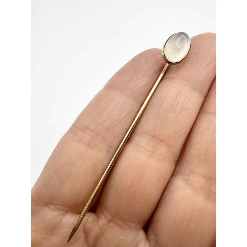 ANTIQUE CABOCHON MOONSTONE GOLD Plated STICK PIN